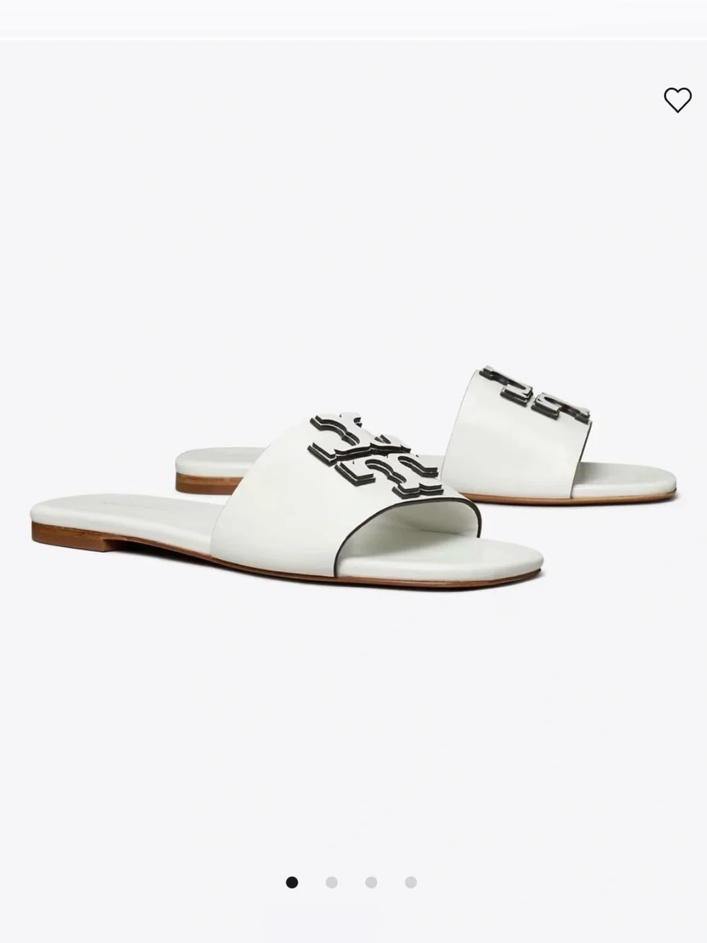 Tory Burch Gardenia White Ines Single-Band Leather Slide Sandals